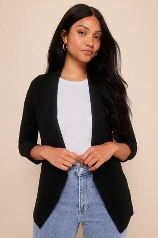 Lulus Miss Punctuality Black Lightweight Blazer